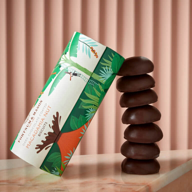Luxury packaging design for Fortnum & Mason Chocolate Coated Biscuits by Together Design London