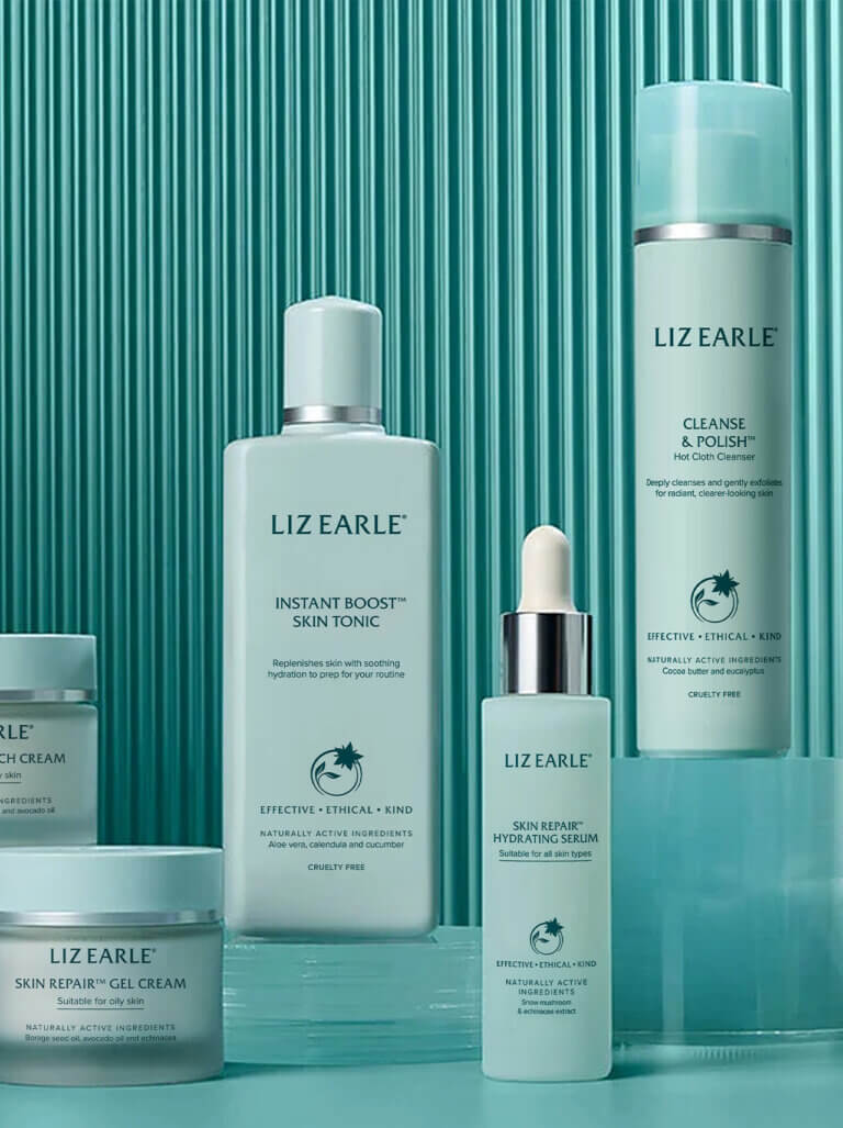 Liz Earle premium skincare branding and packaging design by Together Design London