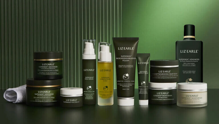 Liz Earle premium skincare branding and packaging design by Together Design London